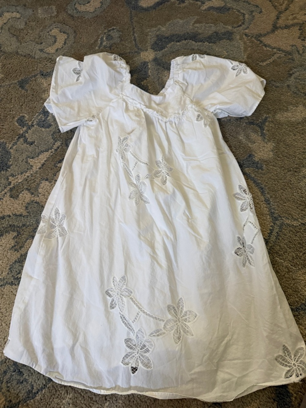 Zara White Eyelet Floral Cotton Dress
